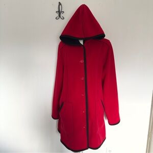 Susan Graver Weekend Fleece Jacket Red Large With Hoodie